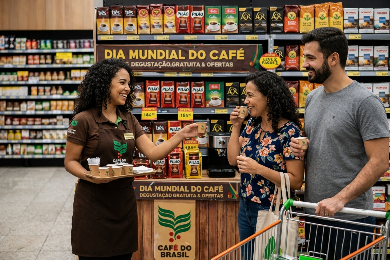 Degustação de café no supermercado é uma das formas de apresentar novos produtos aos clientes e aumentar o giro na data