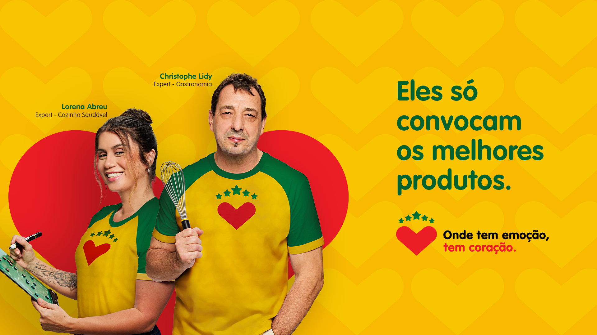 Lorena Abreu, Expert de cozinha saudável, e Christophe Lidy, Expert de Gastronomia, são algumas das estrelas da nova campanha