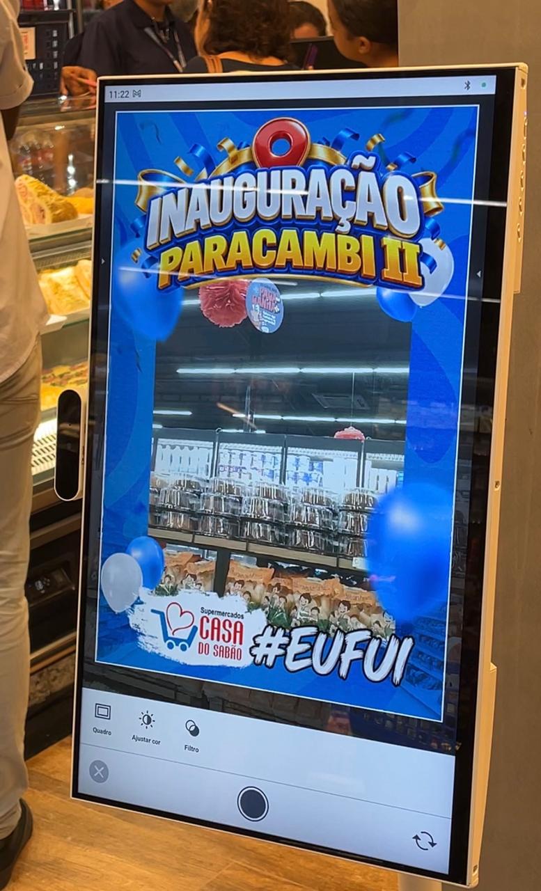Casa do Sabão Paracambi usa totem fotográfico em inauguração