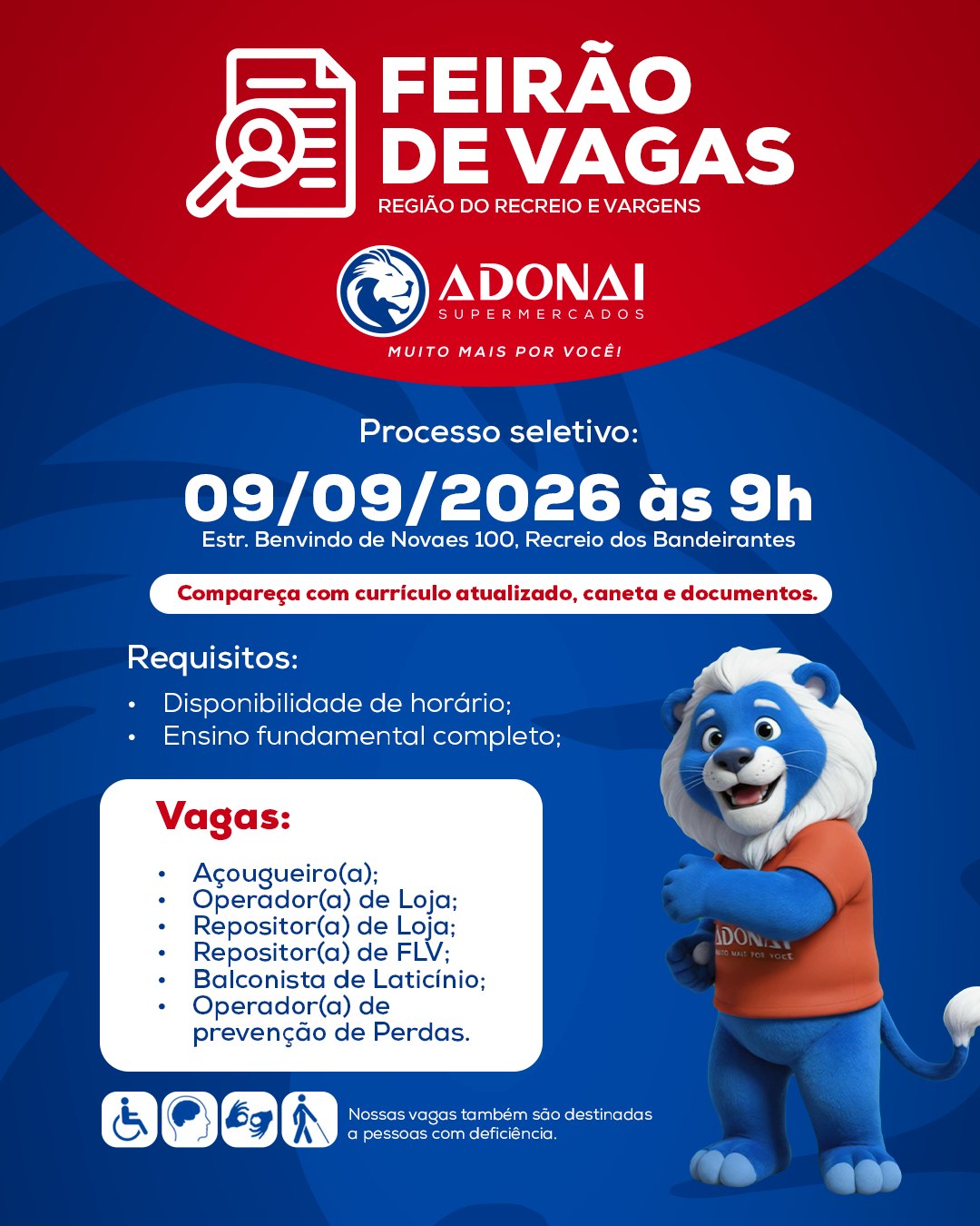 Adonai realiza Feirão de Vagas com 80 possibilidades para pessoas de diferentes habilidades