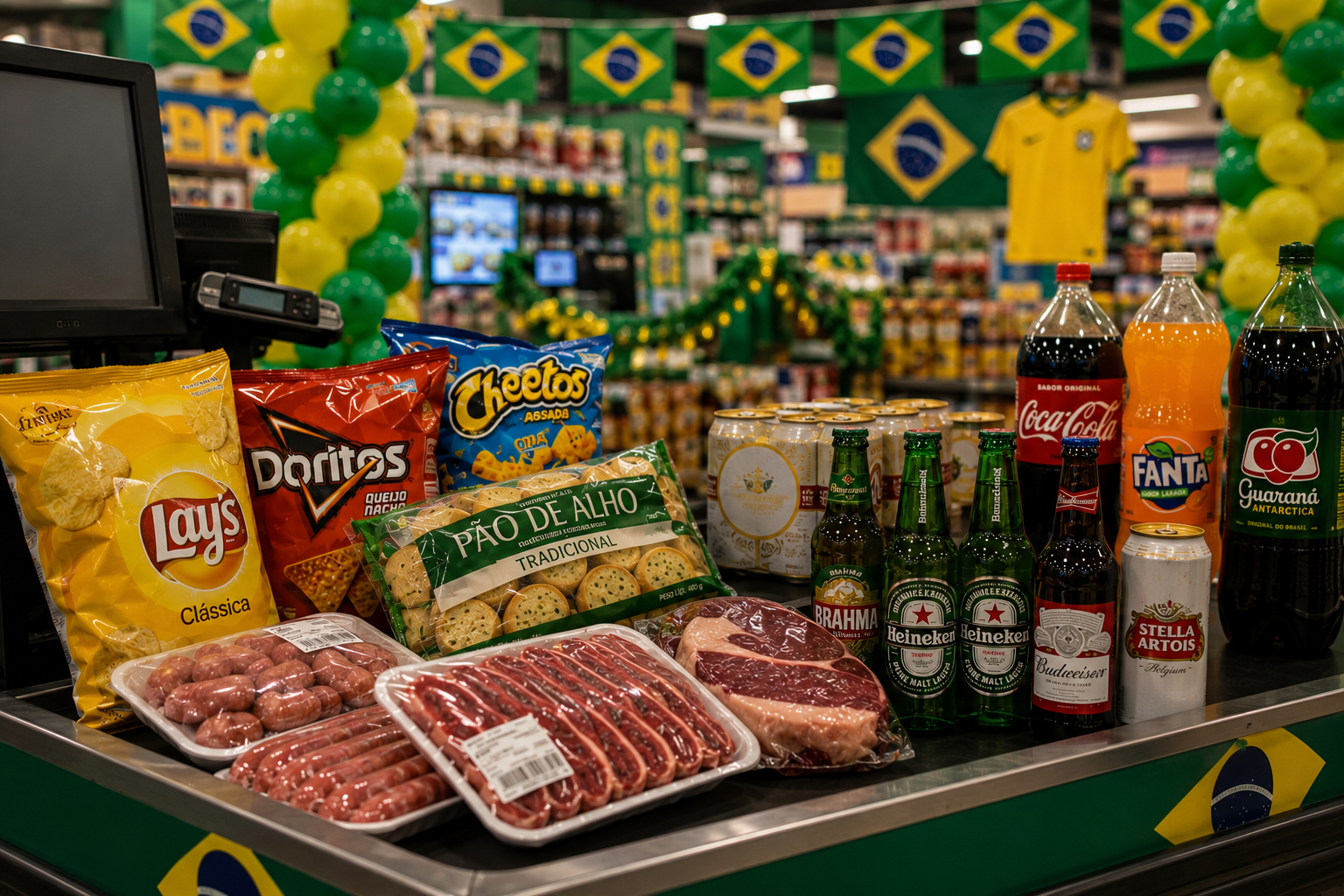 Itens mais vendidos nos supermercados brasileiros em dia de jogo da Seleção
