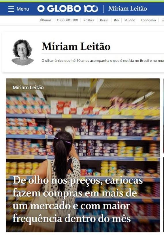 Pesquisa da ASSERJ em destaque na coluna da Míriam Leitão